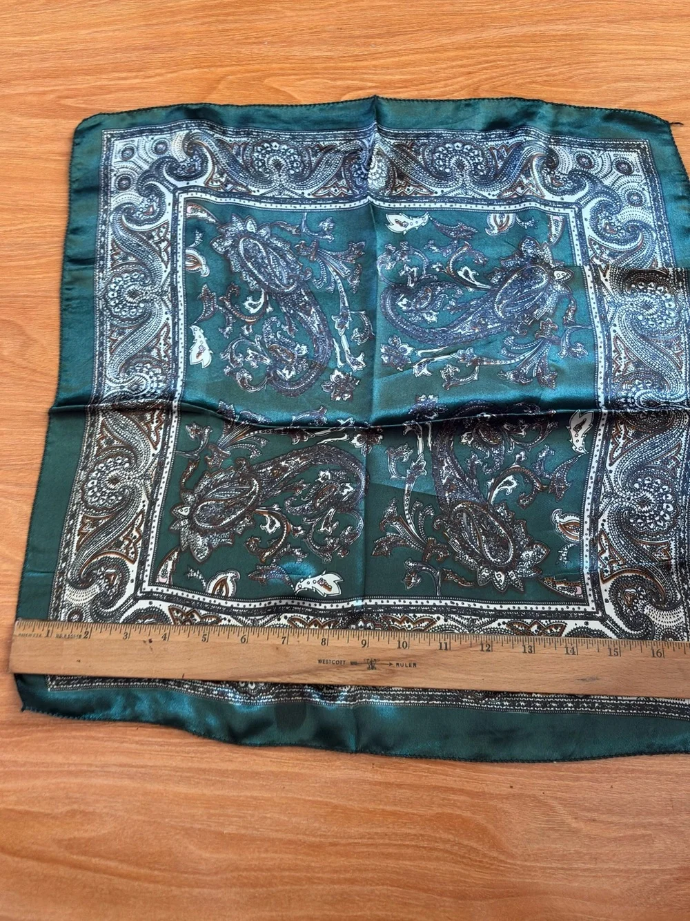 New Square Dark Green Satin Scarf-18”